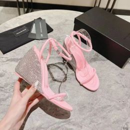 Sandal Woman Summer Toe Slotted Buckle Wedge Heel Luxury Designer High-heeled Chic and Elegant Woman Shoes