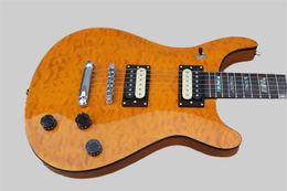 Factory Custom Orange prs Electric Guitar with Abalone Fret Inlay,Clouds Maple Veneer,Black Binding,Offer Customized