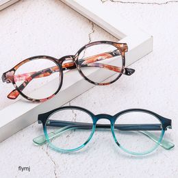 2 Pcs Fashion Luxury Designer 2023 Flat Mirror Art Fashion Female Oval Frame Student Myopia Glasses Korean Edition Trendy and Simple Personality