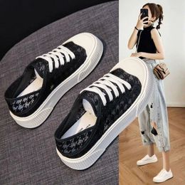 Casual Shoes Summer Lace Breathable 2024 Women Thick Bottom Non-slip Student Sneakers Biscuit Slippers