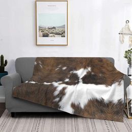 Blankets Simulated Cowhide Texture Flannel Blanket Vintage Throw For Home Plush Thin Quilt