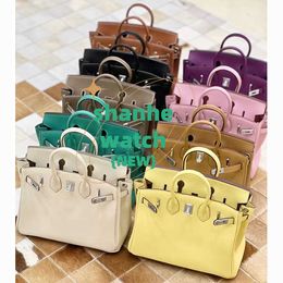 Original Tote Bag High grade head layer swift cowhide silver buckle bag hand shoulder messenger 25cm