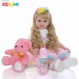 Stuffed Plush Animals 60 cm Cloth Body Reborn Baby Doll Toys 24 Inch Alive Fashion Princess Dolls Babies Kid Birthday Gift Play House Toy Girl Bonecas L240322