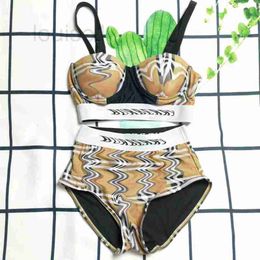 Women's Swimwear Designer Brand Split Swimsuit Steel Lattice Hard Bag High Waist Bikini ARFQ B4QE