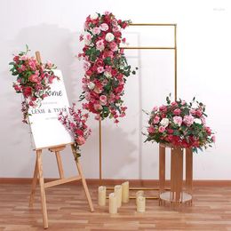 Decorative Flowers Green Plants Rose Flower Row Dinner Decoration Ball Exhibition Hall Window Outdoor Wedding Layout Simulation