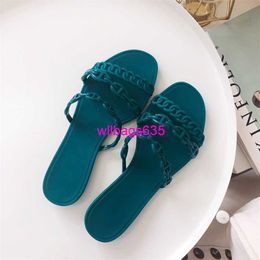 Aloha Rubber Sandals Womens Slippers Slippers for Womens Summer Outings 2024 New Pig Nose Chain Jelly Cool Slippers Internet Famous Flat Bott have logo HB1IFP