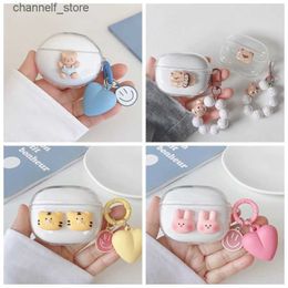 Earphone Accessories For Realme Buds T100 Case Cute Bear / Cartoon Animal Cover Silicone Transparent Earphone Cover with Keychain t100 coverY240322