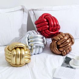 Pillow Christmas Red Bronzing Knot Ball Round Decorative Throw Pillows For Sofa Couch Back Living Room Bedroom Kids