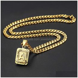 Pendant Necklaces Fashion 26 Letter Gold Necklace For Men Women Cuban Chain Couple Charm Initial Choker Jewellery Collar Drop Delivery P Dhe5R