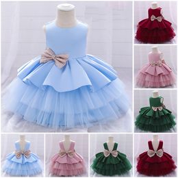 Sweet Wine Pink Green Blue Jewel Layers Flower Girl Dresses Girl's Birthday Dresses Girls Party Skirt Girl Everyday dress Kids' Party Wear SZ 2-4 D322121