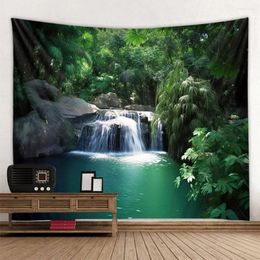 Tapestries Beautiful Natural Landscape Tapestry Forest Waterfall Wall Hanging Home Background Cloth Bohemian Room Aesthetic Art Decoration