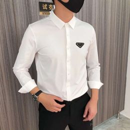 Designer Shirt Mens Dress Shirt Fashion Society Men Solid Colour Business Casual Menss Long Sleeve Size M-4XL 580