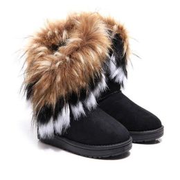 Boots Fashion Women's Boots Winter New Snow Boots in The Tube imitation Fox Hair Ladies Cotton Boots Comfortable Warm Women's Boots