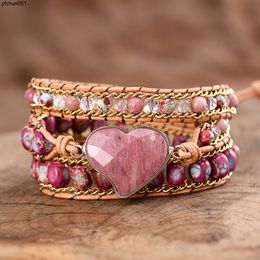 Bestselling Bohemian Heart-shaped Three-layer Woven Handmade Leather Rope Bracelet