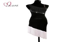 Latin Dance Dress Women Dancing Competition Dresses Stage Wear Flapper Dress Samba D0469 Black White with Tassel Hem Rhines6530532