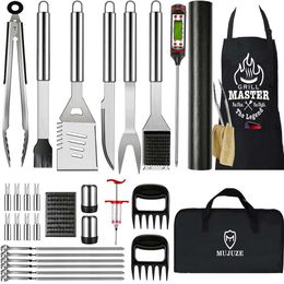 Utensils Set,bbq Grilling Accessories, Tools, MUJUZE Barbeque with Apron, Stainless Steel Grill Kit Set Gifts for Men or Dad (style 1)