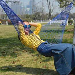 Hammocks Nylon hammock portable garden net sleeping bed Hamak for outdoor travel camping Hamak blue green red Hamac Y240322