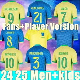 BRAZILS 2024 Copa America Cup Soccer Jerseys Camiseta De Futbol PAQUETA RAPHINHA Football Shirt Maillot QUINHOS VINI JR Brasil RICHARLISON MEN KIDS WOMAN 336