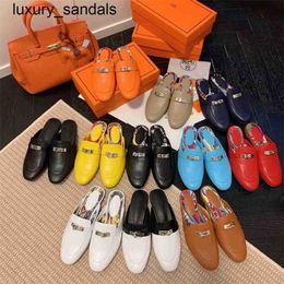 Oz Mules Shoes Fur Wool Genuine Leather single genuine leather soled bag family buckle sandals