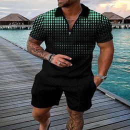 Men's Tracksuits Summer Trend Printed T-shirt Shorts Slimming Suit