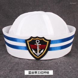 Berets Vintage White Captain Sailor Hats Military Caps Navy Army Hat With Anchor Cosplay Dress Accessories Adult Child