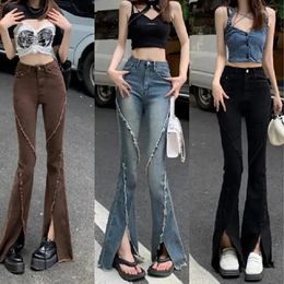 Women's Jeans Harajuku Black Micro-Cropped Women Slim Fashion Spring Autumn High Waist Design Sense Hairy Edge Horn Mopping Pants