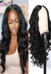 UNice Hair Body Wave V Part Wig Human Brazilian s Thin Shape Glueless Minimal Leave Out3970881