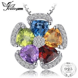 JewelryPalace 2 6ct Natural Blue Topaz Amethyst Citrine Garnet Peridot Pendants 925 Sterling Silver Jewelry Not Include a ChainY18221p