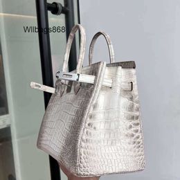 Genuine Leather Handbag Bk L 2024 New Nile Crocodile Bag Himalayan Leather Bag Genuine Handheld Crocodile Skin Womens Bag