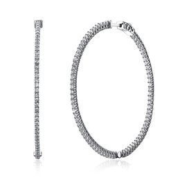 Hoop Huggie Recommend 56Mm Large Real Sterling Sier Earring Micro Pave Tiny Crystal Jewelry Jewellery Big 925 Circle Earrings348487 Otdzn