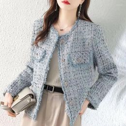 Women's Jackets Korean Weaving Tweed Outwear Spring Autumn Small Fragrant Wind Jacket Elegant Ladies Loose Fashion Leisure Short Outcoat