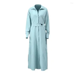 Party Dresses 2024 Spring Solid Colour Shirt Neck Dress Fan Long Sleeve Temperament Slim And For Women