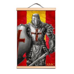 Upgrade Your Room and Studio Decor with Knights Templar Wall Art Poster and Medieval Crusader Warrior Poster Canvas Scroll Painting AB10