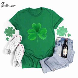 Women's T-Shirt St. Patricks Day Lucky Shirt Couple Clover Green Holiday T-shirt Short sleeved Casual Top T-shirt Adult O-neck Street Clothing 240322