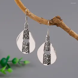 Dangle Earrings Tribal Hollow Fan Shaped Hook Retro Jewellery Antique Alloy Metal Hanging For Women Accessories