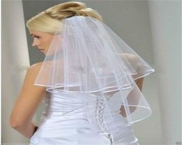 The new white and rice white bridal veil layer 2 satin sideband comb studio pography wedding dress accessories7957925