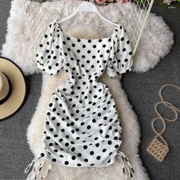 Party Dresses 2024 Summer Elegant For Women Sexy Show Thin Mini Dress Woman Clothes High Waist Dot Super Fairy Vestido Mujer