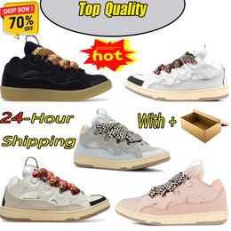 2024 Designer Shoes Men Women Sneakers Extraordinary Embossed Black Pink Purple Red Leather Curb Calfskin Rubber Man Platform Trainers big size 36-46
