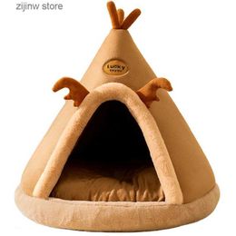 kennels pens Pet Cat Cave House Folding Tent Soft Dog Bed Mongolian Yurt Cute Dog Nest Small Animal Puppy Chihuawa House Y240322