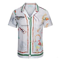 casa blanca t shirt Crowdsourced Design with Horsehead Print Short Sleeved Floral Shirt Jacket, Casablanca Casual High-end Top, Summer