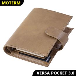 Moterm Pocket Versa 30 Rings Planner Full Grain Vegetable Tanned with 19mm Wallet Multifunctional Agenda Diary Journal Notepad 240311