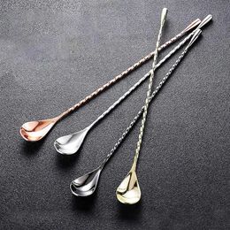 Bar Tools Long Handle Cocktail Stirrers Bartender Mixing Stick Spoon Stainless Steel Barman Kit Accessories Whisky Shaker Bar Kitchen 240322