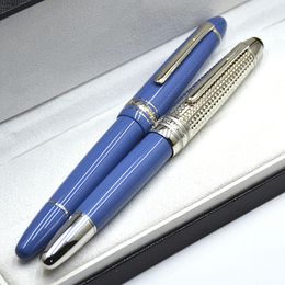 Luxury Msk-149 Piston Filling Classic Fountain Pen Blue & Black Resin Business Office Writing Ink Pens With Serial Number Visual Window