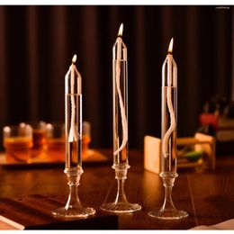 Candle Holders Decompression For Table Durable Glass Pendant Romantic Candlestick Holder Nordic Style Transparent Oil Lamp