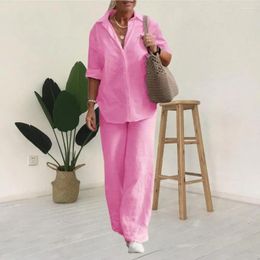 Women's Two Piece Pants Stylish Summer Tracksuit Single-breasted Plus Size Comfortable Ladies Casual Set Female Clothing