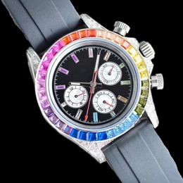 Wholesale mechanical watch mens clock 41mm colorful crystal chronograph luxury watches designer folding buckle luminous watches for women montre femme sb077 C4