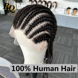 Toupees Toupees 11 Tracks Human Hair Braided Full Lace Crochet Braids Hair Cornrow Knotless For Men Women Hair Replacement System Piece