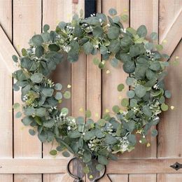 Decorative Flowers 1Pc Eucalyptus Cane Fake Plant Wall Vine Hanging Rattan Simulation Leaf Plastic Garland Party Wedding Ceremony