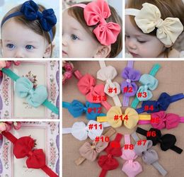 14Colors Baby Chiffon Bow Headbands Girls Headwraps Infant Children Hair Accessories Newborn Bowknot Hairband Baby Pography Pro3460417