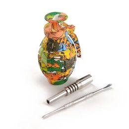 Grenade Silicone Neactar collect kits Grenade Silicone with Stainless Steel Tip dabber hand pipes oil rigs glass bong pipe ZZ